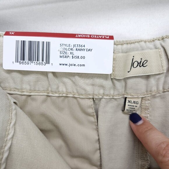 Joie Shorts Pleated Linen Blend Womens XL Beige High Waisted Pockets New - Picture 11 of 16